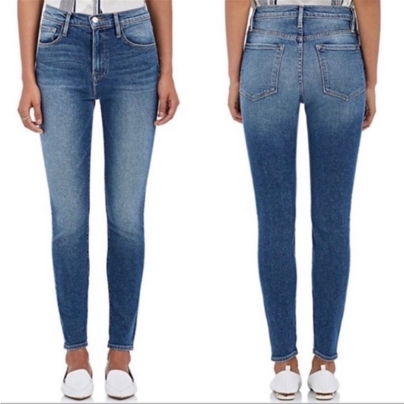 Frame Ali High Rise Skinny in Juniper Medium Wash Mid Rise Jeans Denim Size 25 - Picture 1 of 11